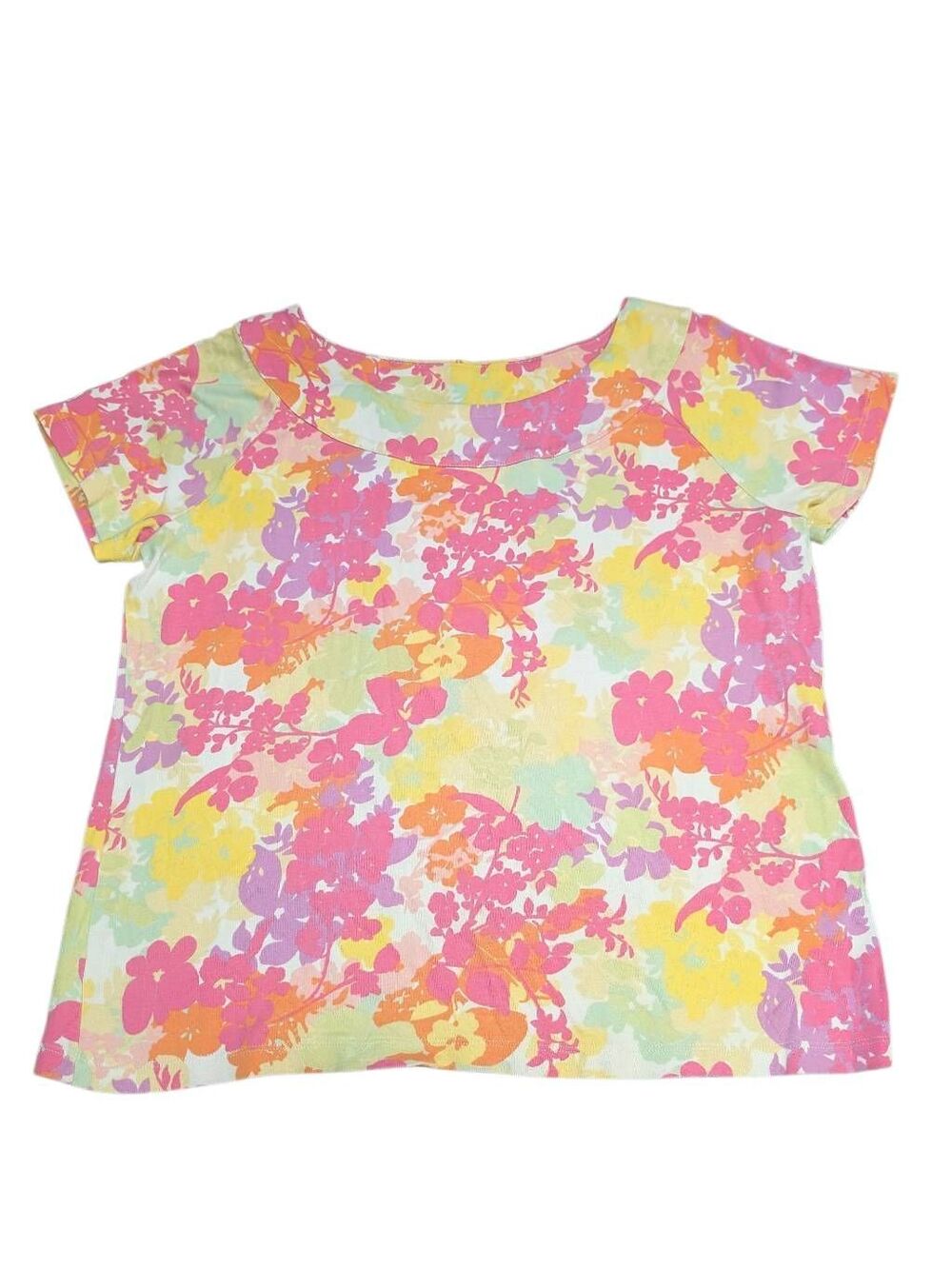 Rafaella Short-sleeve women's top featuring a colorful, watercolor-style floral